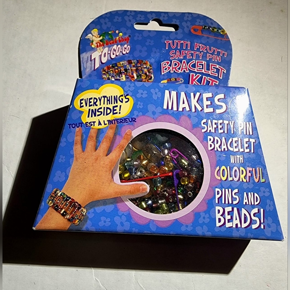 Kids safety Pin bracelet kit diy colorful pins and beads